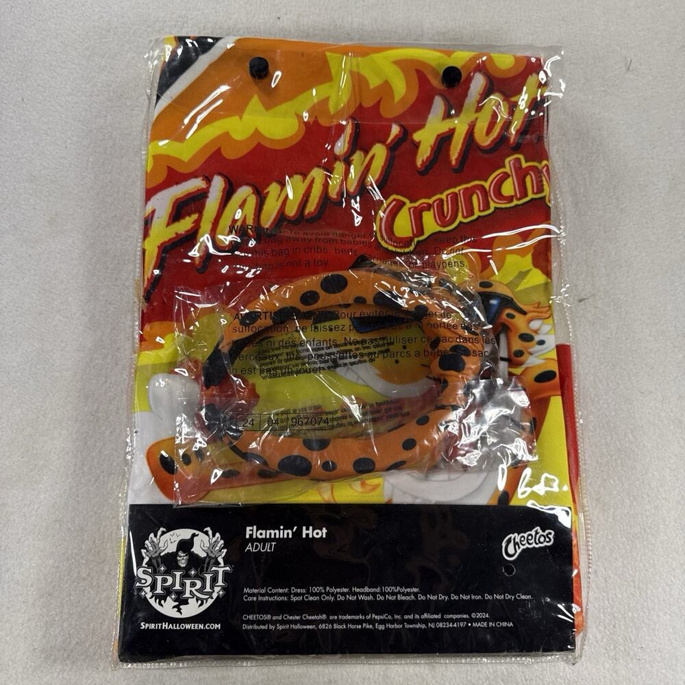 Spirit Halloween Adult Flamin' Hot Cheetos Dress Costume Size Large 12-14 NEW - Picture 3 of 4